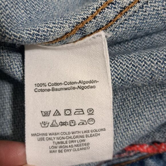 Free People Ramona Distressed Western Vintage Denim Trucker Jacket Lrg Southbank - Picture 13 of 16